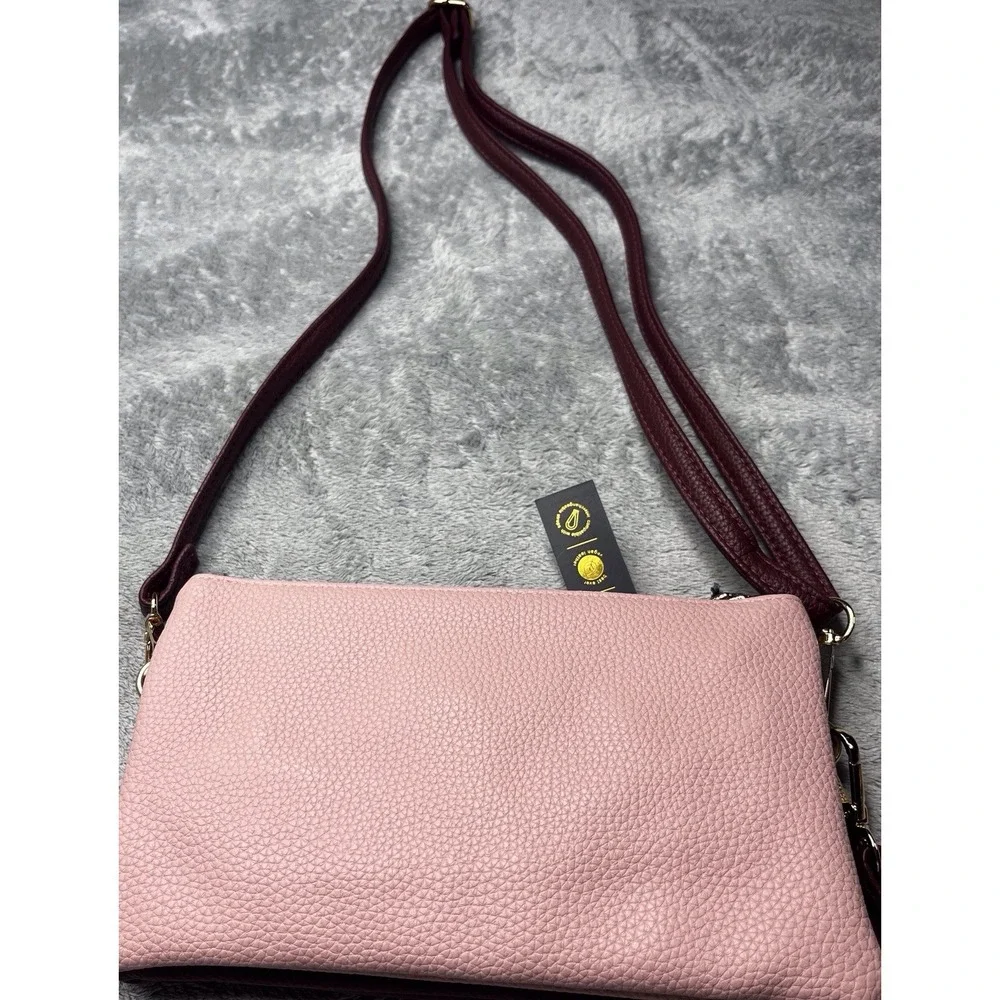 KEDZIE Eclipse Convertible Purse Wallet‎ Crossbody Bag Vegan Leather Brown